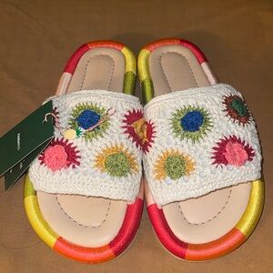 💚🌸Farm Rio Sunset Crochet Slides